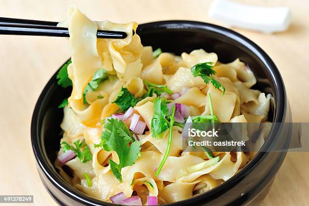 Cooked Noodles For Eat Stock Photo - Download Image Now - Cilantro, Plate, Breakfast