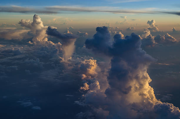 Above the early morning clouds stock photo