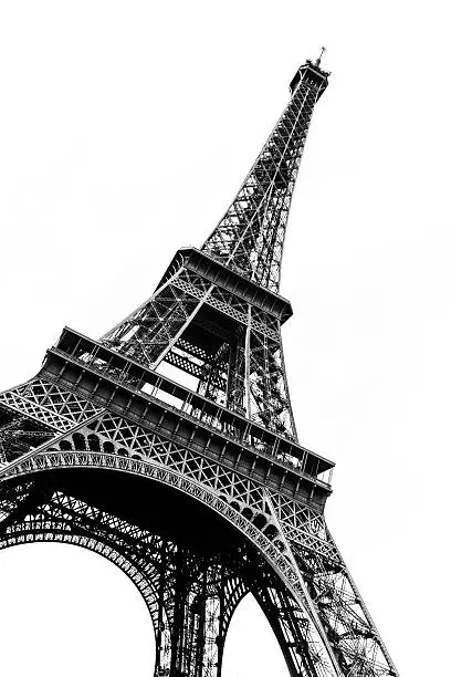 Photo of Tour Eiffel in black and white silhouetted against white