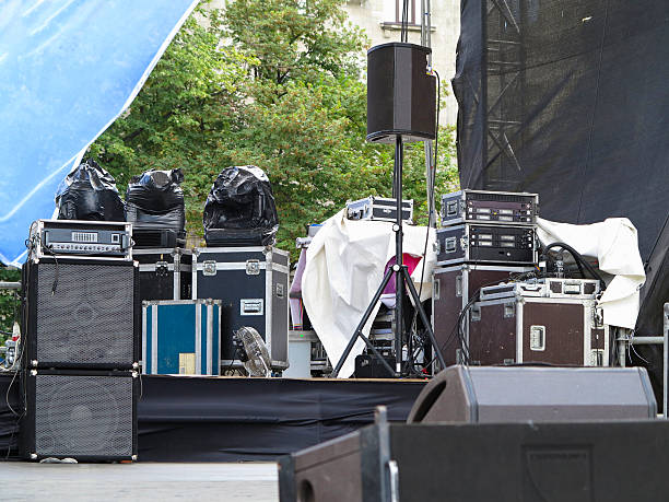 istock Powerfull concerto audio speakers ,amplifiers ,spotlights, stage 491381125