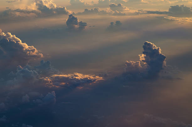 Early morning clouds from above stock photo