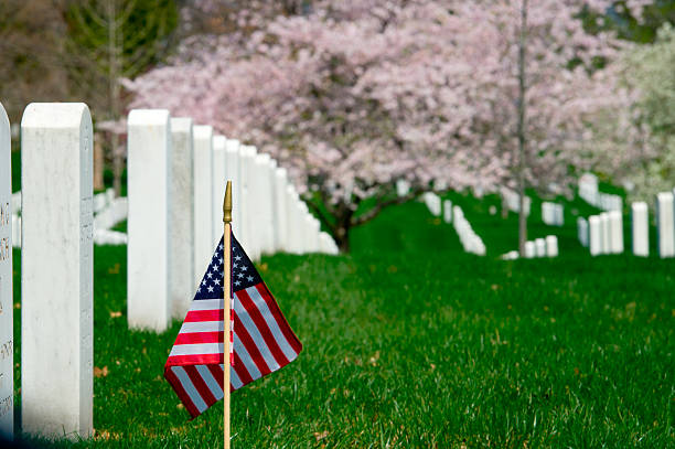 last stand - arlington national cemetery virginia cemetery american flag стоковые фото и изображения