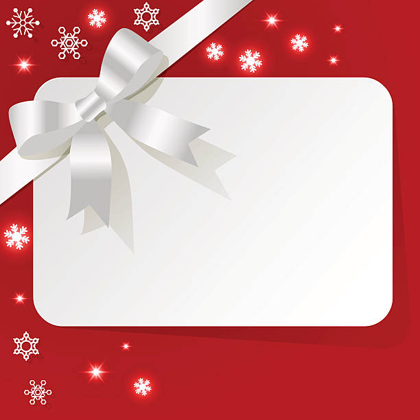 istock Gift Card with white ribbon on turquoise background snowflakes. 491390590