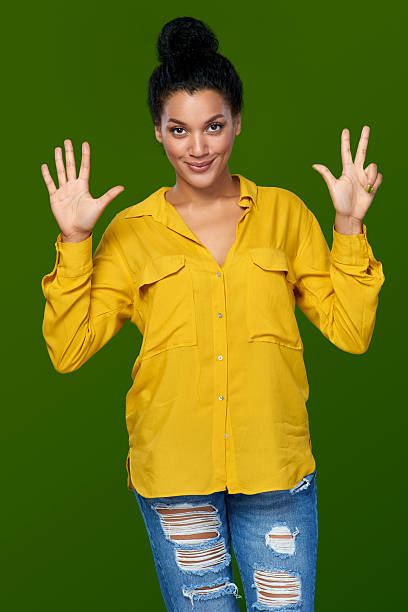 istock Woman showing eight fingers 491391194