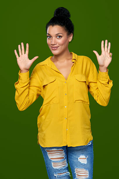 istock Woman showing nine fingers 491394688