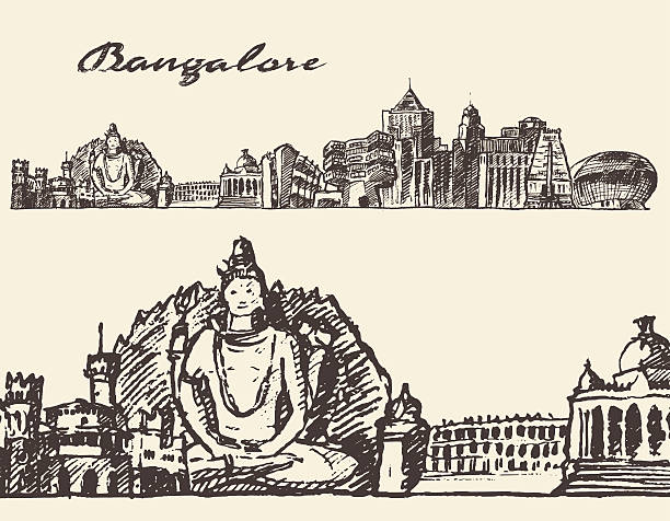 ilustrações de stock, clip art, desenhos animados e ícones de bangalore gravado ilustração desenhados à mão desenho - bangalore karnataka india famous place