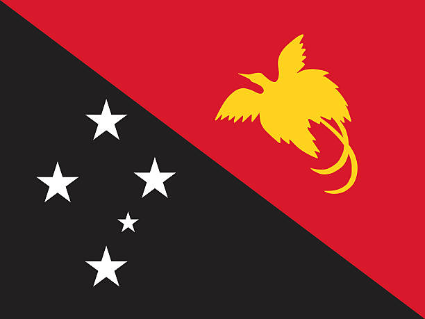 Flag Papua New Guinea Flag Papua New Guinea bird of paradise bird stock illustrations