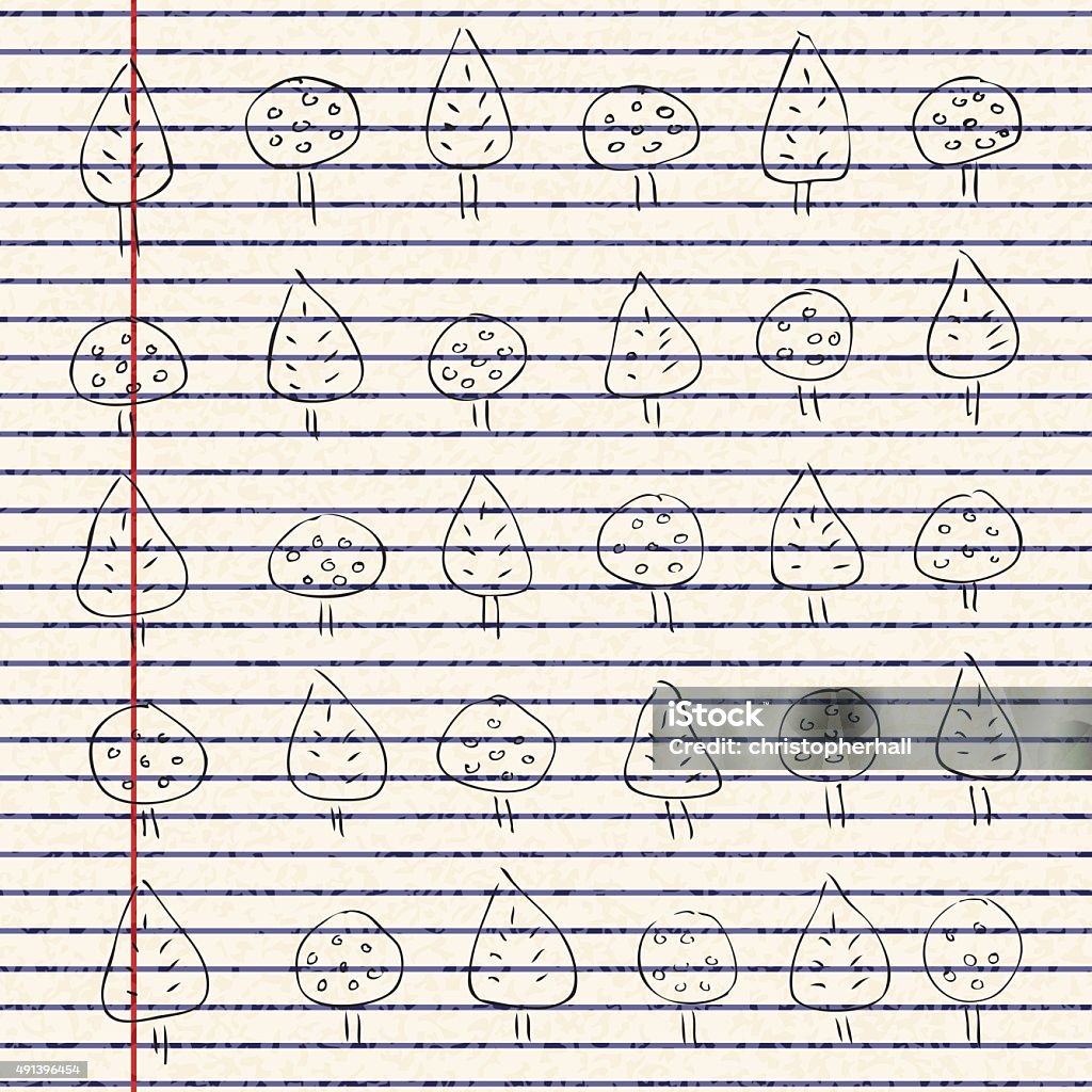 Tree Pattern Sheets Tree Pattern On A Sheet Of Lined Paper Stock Illustration - Download ...