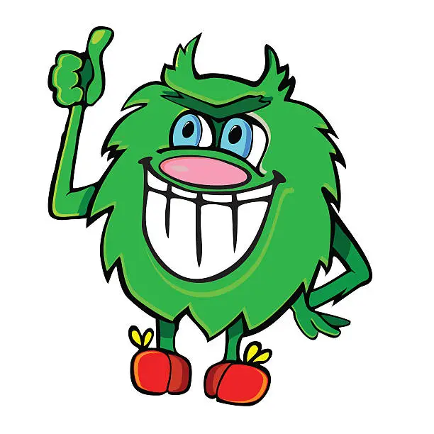 Vector illustration of Fluffy green monster