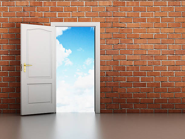 istock Door opening to the blue sky 491407866