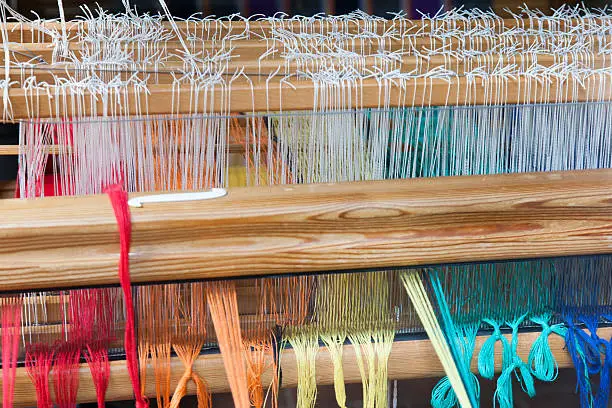 multi-colored weave on a loom