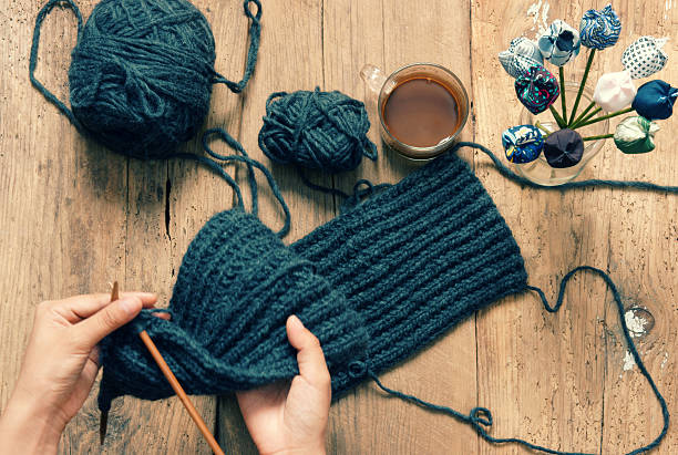istock Handmade gift, special day, wintertime, knit, scarf 491409770
