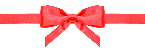 istock red ribbon and symmetric bow with vertical ends 491410004