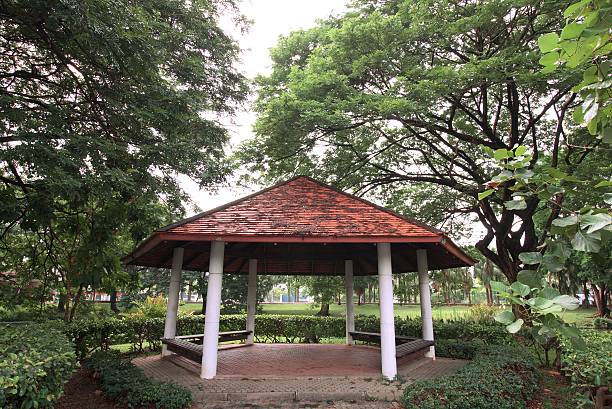 istock Gazebo in the public park. 491410104
