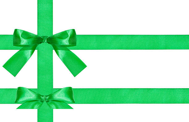 istock two big green bow knots on three satin ribbons 491412454