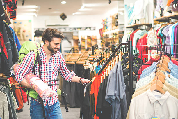 istock Customer in outdoor equipment mega store 491412666