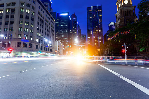 istock Sydney city. Street light trails 491424648