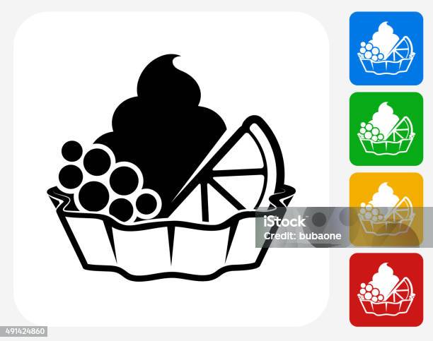 Fruits And Desserts Icon Flat Graphic Design Stock Illustration - Download Image Now - Baked Pastry Item, Bakery, Blue