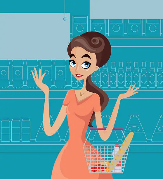 Vector illustration of Shopping at supermarket