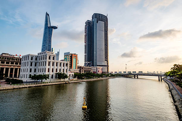 istock Sunset view from Calmet bridge at Ho Chi Minh City. 491428374