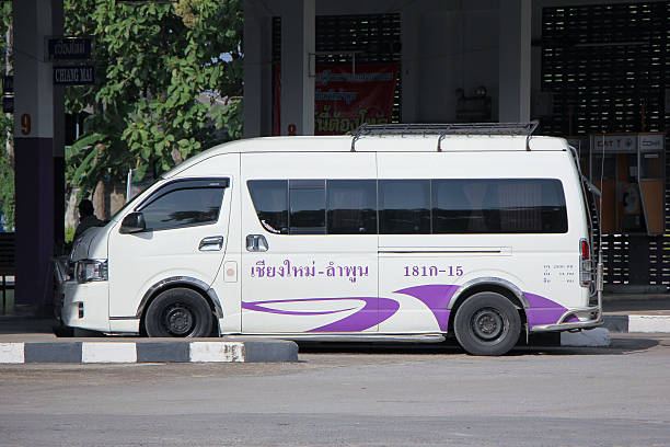 Lamphun, Thailand -September 16, 2015: Van bus route Lamphun and Chiangmai. Photo at Lamphun Bus Station. Lamphun, Thailand.