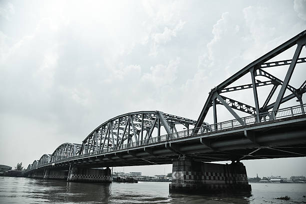 Phra Phuttha Yodfa Bridge, Old Bridge, Thailand stock photo