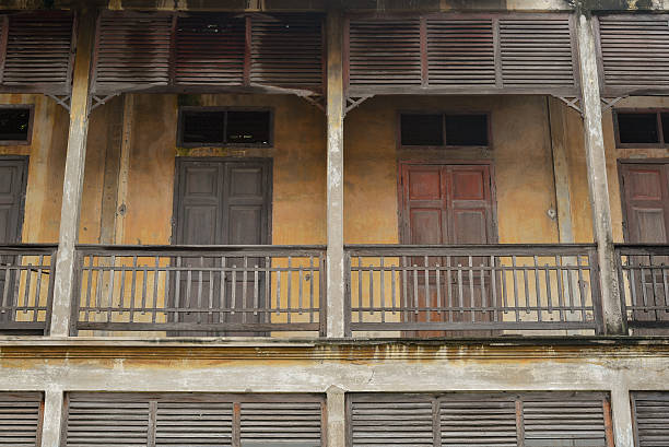 village wooden house stock photo