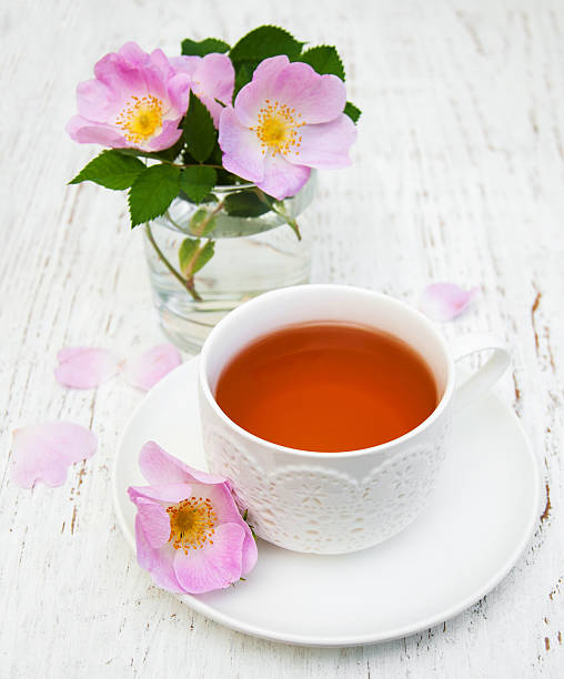 istock Cup of tea and dogrose 491431356