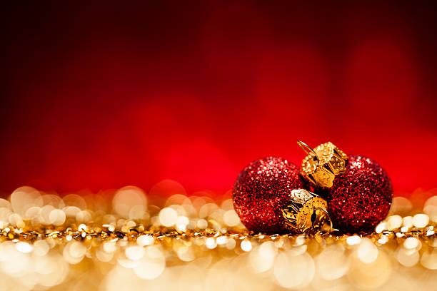 Glittery christmas decorations. Defocused lights in the background. Photo captured with a Canon EF 100mm F/2.8L at f4.0. 