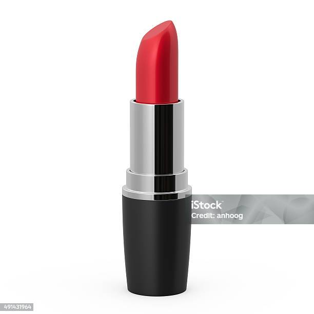 Red Lipstick Isolated On White Background Stock Photo - Download Image Now - Lipstick, Cut Out, White Background