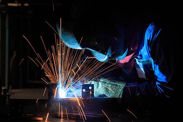 istock Welder is fabricated use gas metal arc welding process 491443780