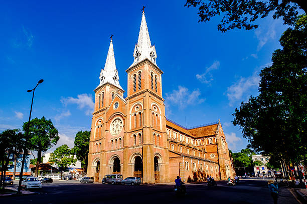 Notre Dame in Sai Gon on morning Notre Dame in Sai Gon on morningNotre Dame in Sai Gon on morning ho chi minh city photos stock pictures, royalty-free photos & images