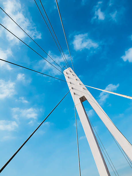 istock Steel rope bridge and cable sling of bridge. 491445228