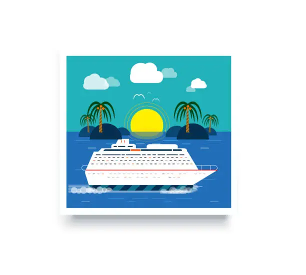 Vector illustration of Cruise Ship. Water Tourism