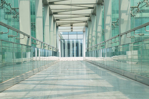glass corridor in office centre