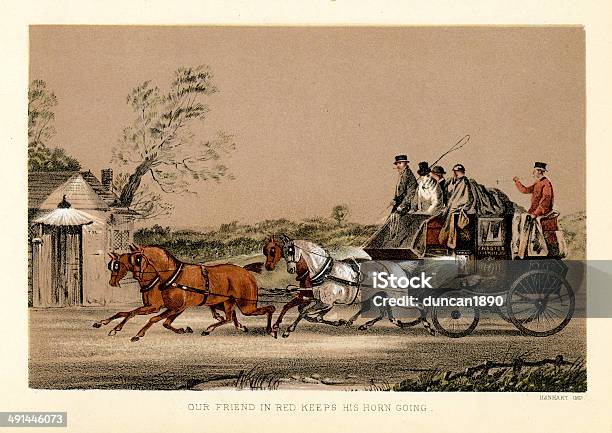 Stagecoach Vers La Nuit Vecteurs libres de droits et plus d'images vectorielles de Voiture attelée - Voiture attelée, Cheval, Animal vertébré