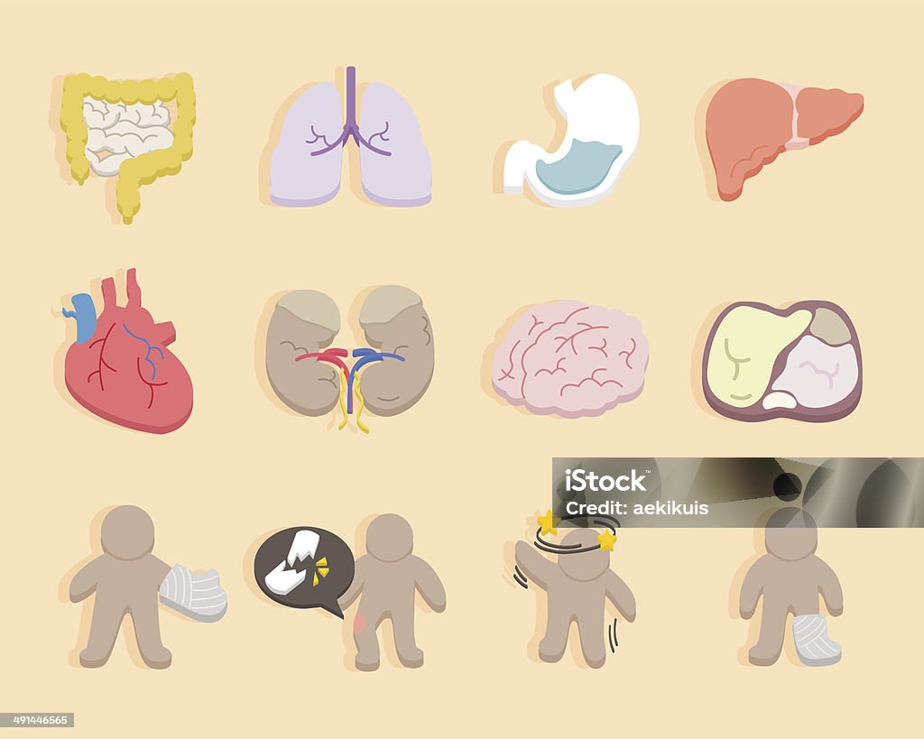 Flache design-Ikonen auf Medizin und Gesundheit - Lizenzfrei Anatomie Vektorgrafik