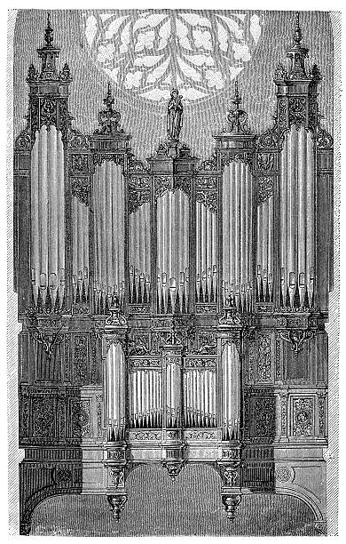 Antique illustration of musical instruments: organ Antique illustration of musical instruments: organ electric organ stock illustrations