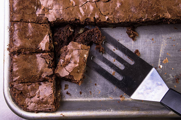 Brownies in pan stock photo