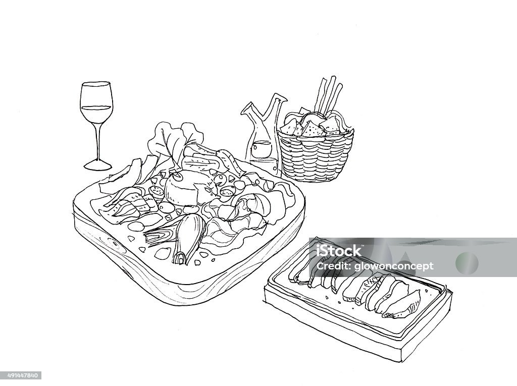 italian appetiser parma and cheese set with wine and bread Cheese stock illustration