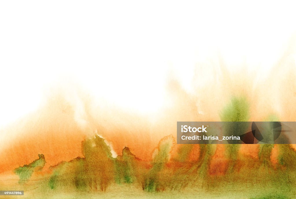 Absrtact watercolor autumn landscape on white background - Royalty-free Herfst Stockillustraties