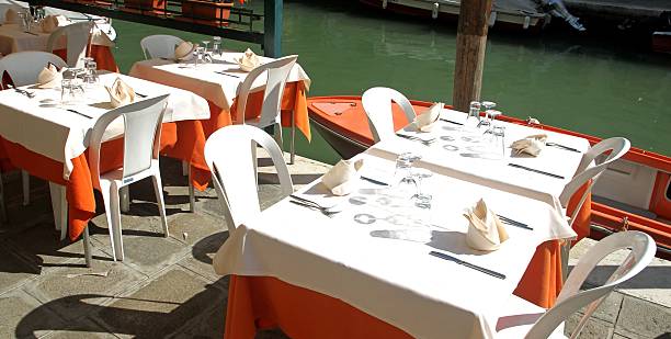 istock restaurant on the Canal in Venice 491447939