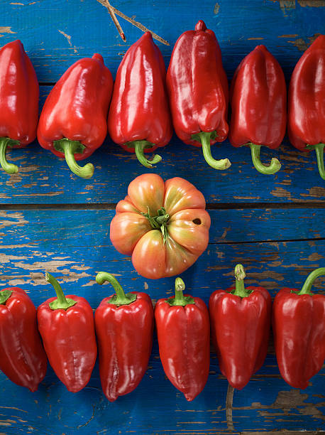 Red organic pepper and tomato stock photo