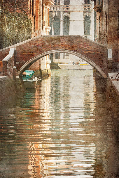 istock Retro style picture of a typical Venice canal view 491449261