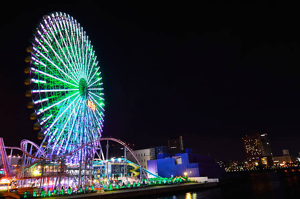 istock Yokohama Cosmoworld panoramic view over the bridge at night, Japan 491449341