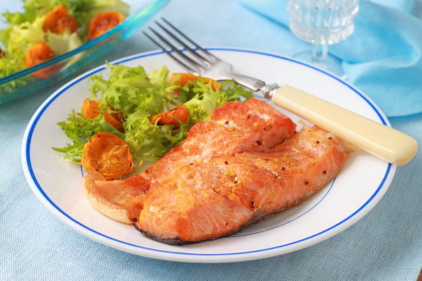 istock the stake of a salmon fried on a grill 491449438