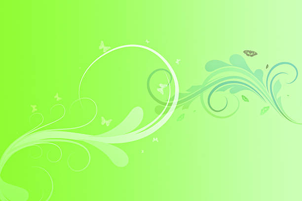 design of abstract green background with swirl leaves and butterfly