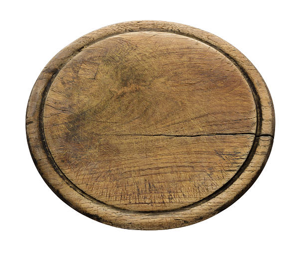 istock Old chopping wooden block isolated on white background. 491450343