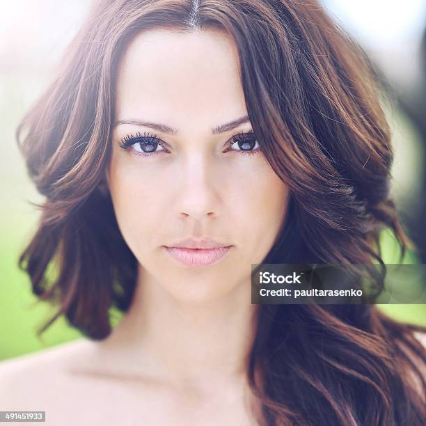 Beautiful Woman Face Stock Photo - Download Image Now - Awe, Women, Brown Hair