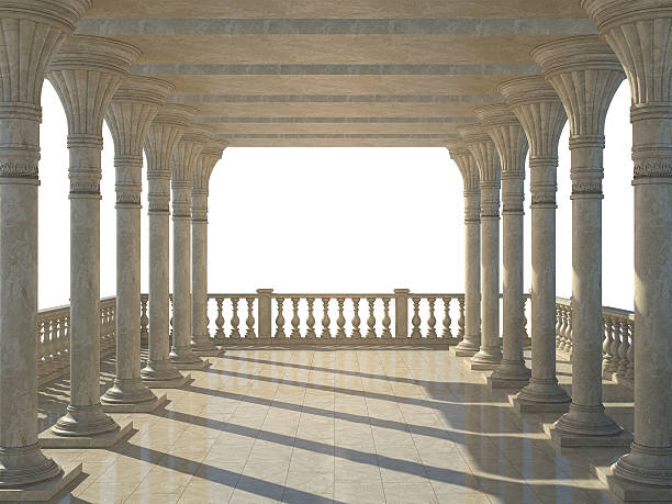 istock Colonnade of ancient columns. Isolated on white 491452717